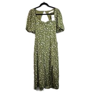NWT Astr The Label Sage Green Bubble Sleeve Sweetheart Dress Extra Small XS